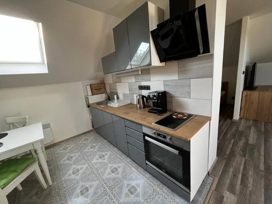 Příjemný podkrovní byt s parkováním na pozemku. Tršice Exterior foto